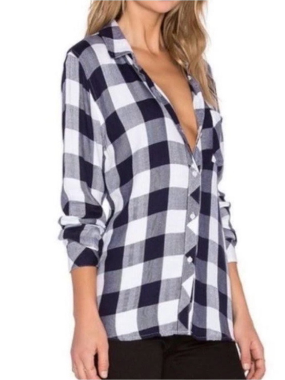 Rails Hunter Buffalo Check Black and White Plaid Button-Up Shirt Medium